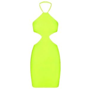 neon green SKIMS fits everybody cut out halter mini dress | strapless 💚